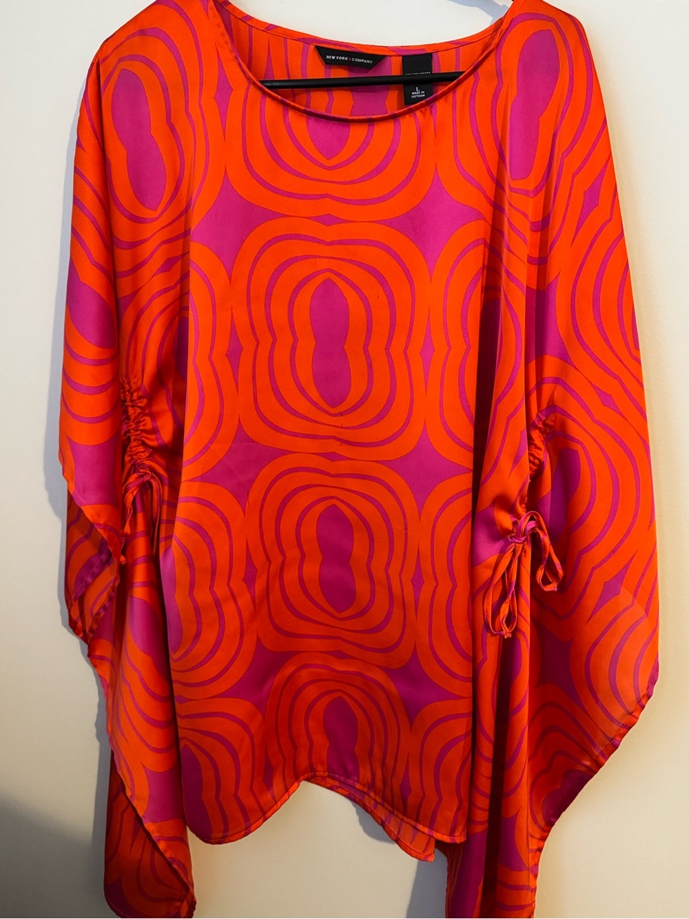 New York & Company Pink and Orange Geometric Kaftan Tunic